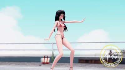 夏日散髮靈夢FSS 微型泳裝羞恥脫衣秀 - 東方MMD