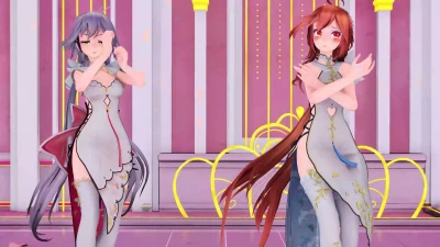 [MMD] Luo_Tianyi & Yuezheng_Ling สวยเซ็กซี่ชุดจีนและถุงน่องขาว