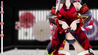 (ReUp) AYM・nakiri_ayame Strip Física ¡Cute y Atrevida en MMD!