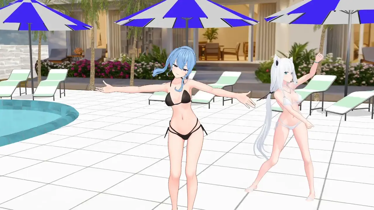 Suisei Fubuki - バブリン Dance Strip Show | Hoshimachi Suisei MMD