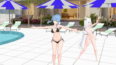 Suisei Fubuki - バブリン Dance Strip Show | Hoshimachi Suisei MMD