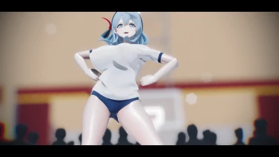 Busty Bulma Costume Ako's Bass Knight! 60fps MMD Ray Render