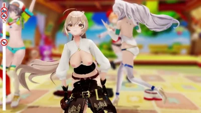 KAR, MMI, RIN и SBR поют вживую – Тема にっこり調査隊 с MMD стрипом