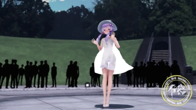 Yuzuki Yukari dengan Gaun Putih Terbuka oleh Hotei - Strip MMD Seksi