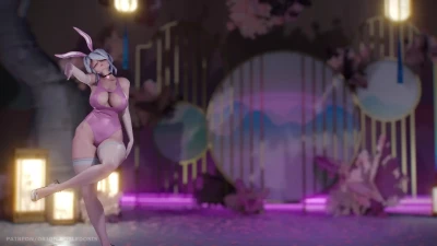 [MMD] 弱音ハク バニースーツでアイスクリーム・ユナ 大きなお尻と胸