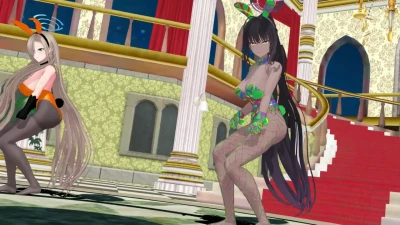 MMD Ichinose Asuna & Kakudate Karin Bunny Suit | Blue Archive ELECT