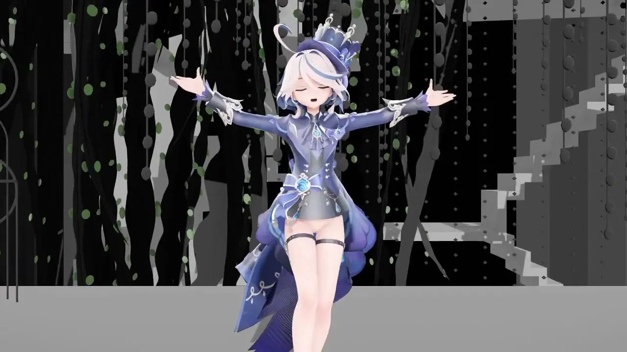 Furina Princess Nude ใน Rabbit Hole | Genshin Impact MMD เซ็กซี่