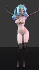 Hatsune Miku dengan Black Stocking di PUBG 2, Blender Seru