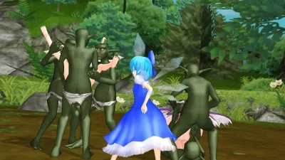 Cirno KonKon com poot | Sexo em grupo Touhou no MMD