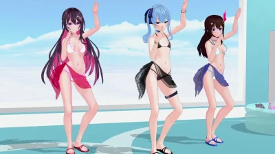 Aquí こころのたまご_SSA con dealer222 | Azki, Suisei y Sora VTubers en MMD al máximo