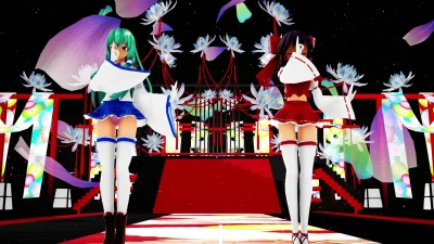 Wakame-chan, Reimu & Sanae Dance Touhou Style by Takesiman