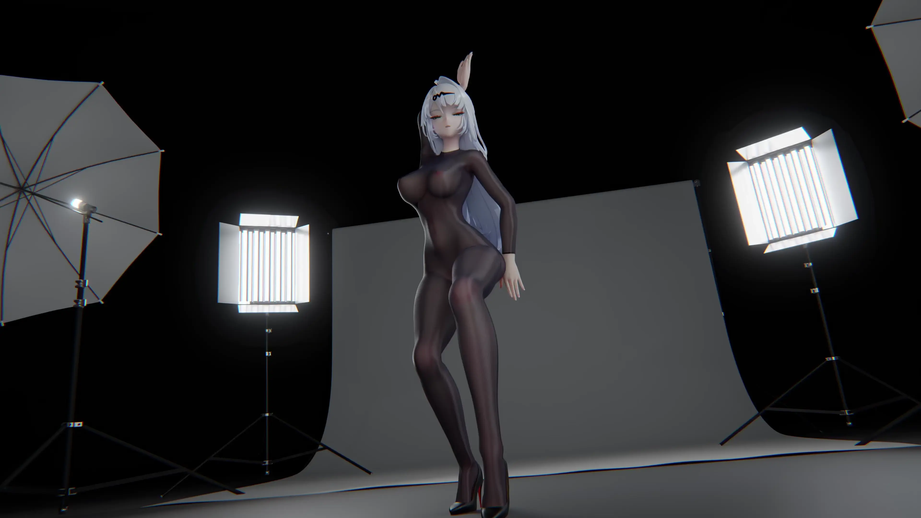 Yixuan Jump 南诏无月 身穿絲襪 Bodystocking Blender 動畫