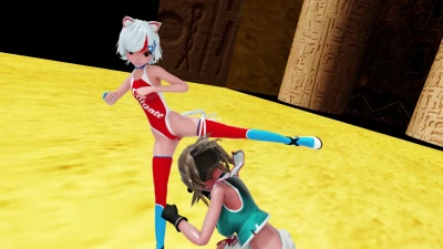 [Ray-MMD 4K] Luna Vs Maya Catgirl Duel | MOTION, CAMERA & DL
