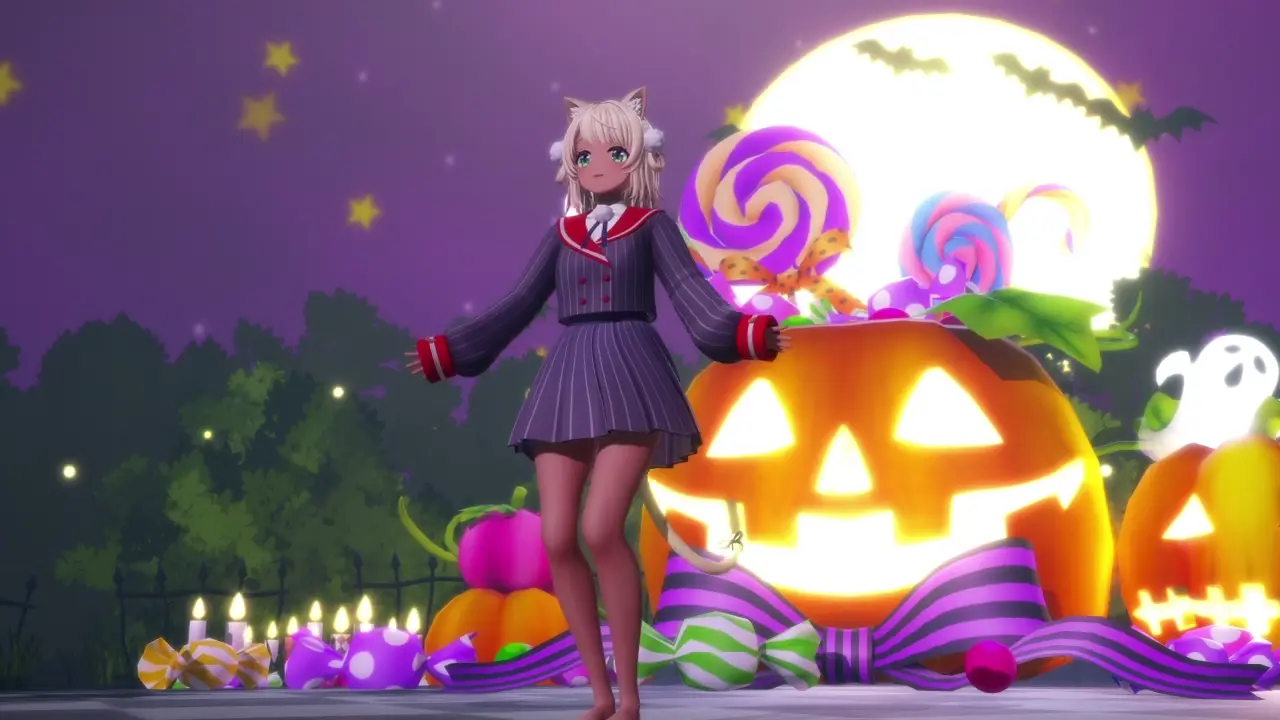 【褐色】Happy Halloween กับ Shigure Ui VTuber Strip เซ็กซี่ PPOO MMD