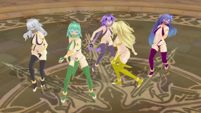 R-18 MMD Purple, Black, Yellow, Green & Iris Heart - Harem Desnudo