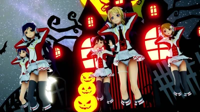 Wakame-chan e membros de Love Live na Pesadelo das Abóboras - Sensual e forte!