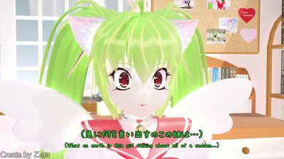 Lutiel dan Akari-chan dalam aksi hentai MMD lesbian menggoda