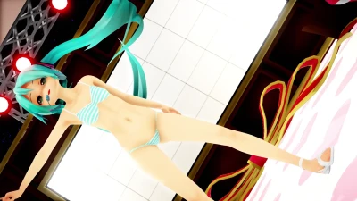 มิกุในชุดชั้นในกับสาวน้อยเวทมนตร์และช็อกโกแลต - Takesiman MMD