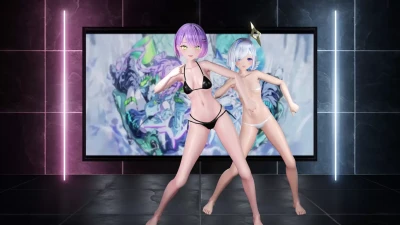 か○トワ - CH4NGE с Amane Kanata и Tokoyami Towa в MMD стиле