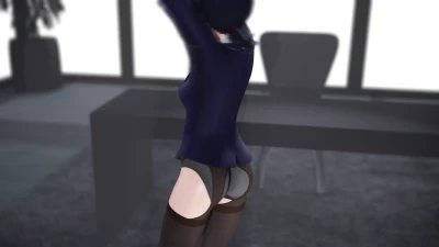 [MMD] PRIVACY - Escritora Provocante: Azul, Curta e de Meia