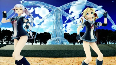 Wakame-chan x Yura & Abukuma Perform Loki Himehina | Kancolle MMD