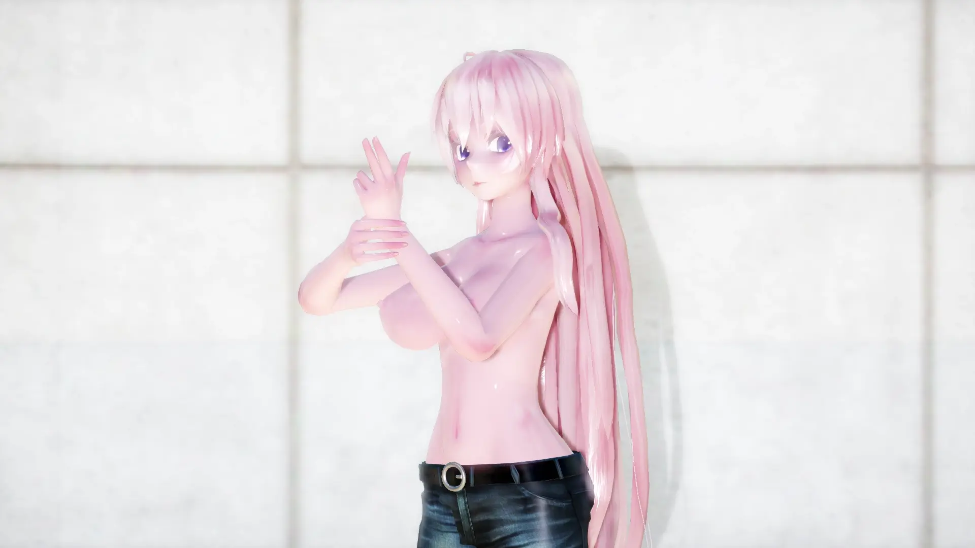 Megurine Luka dengan Gerakan Dance Chicken Topless oleh 玉鹿其鹿粦5000 | Vocaloid MMD
