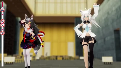 FBK, MO (本人歌唱)・ロキ with kirarinnyowaaa - Ookami Mio & Shirakami Fubuki MMD