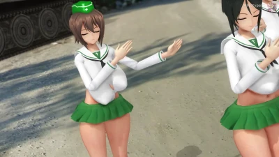 [Girls und Panzer] Nishizumi Shiho y Maho, Chono Ami - Síndrome de Éxtasis MMD